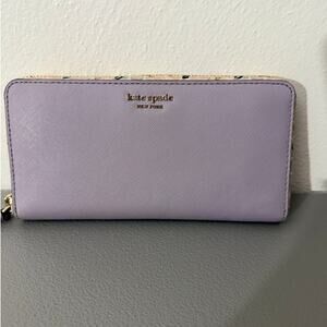 Kate Spade New York Lilac Saffiano Leather Floral Zip Around Wallet